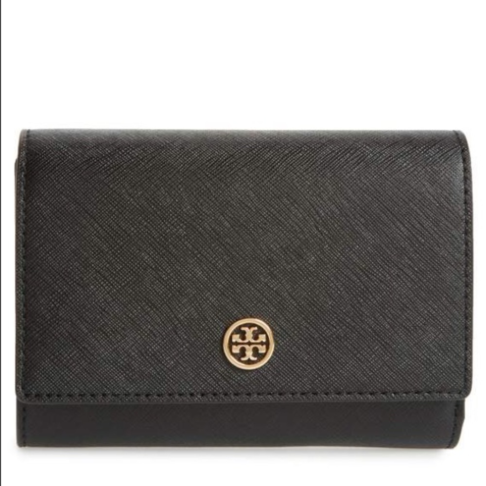 NEW Tory Burch Black Medium Robinson Wallet